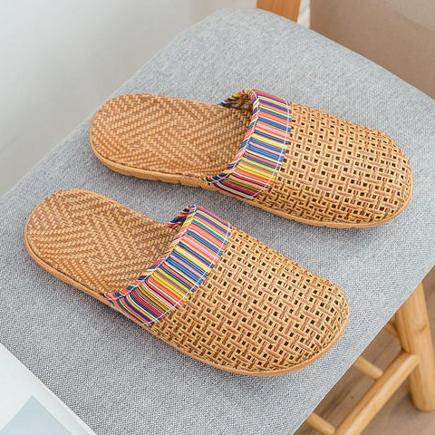 Slippers Home Couples Loopholes Floor Linen Slippers-BS01116-Veeddydropshipping