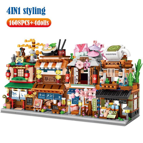 1608pcs Mini City Street View House Japanese Store 4 in 1 Model Building-TB01485-Veeddydropshipping