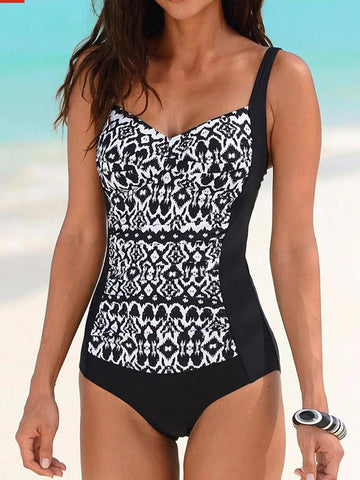 Ruched Swimwear Women One Piece Retro Black Swimsuit Strappy Beach Bathing -OS00084-Veeddydropshipping