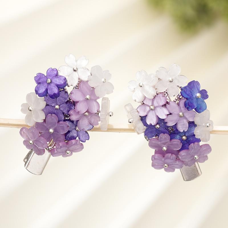 Purple Flower Hair Clips Vintage Butterfly Hairpins Pendant Hair -JW00543-Veeddydropshipping