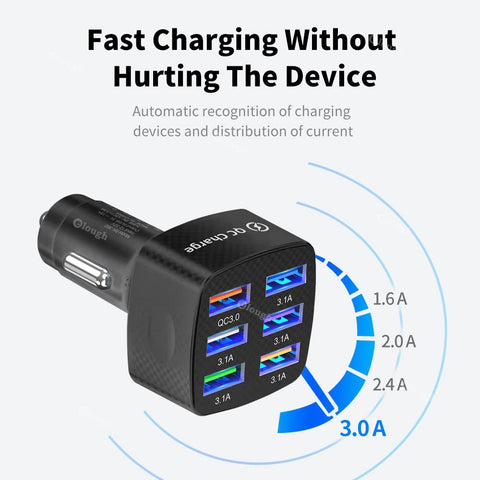 75W 6 Ports USB Car Charger 15A super fast charge-Veeddydropshipping