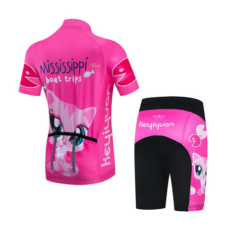 Cycling Jersey Set Boy Girl Short Sleeve Summer MTB Cycle Clothing Child Bicycle-OS01130-Veeddydropshipping