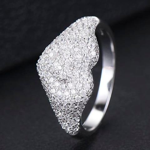Trendy Stackable Heart Cubic Zircon Chic Ring -JW00432-Veeddydropshipping