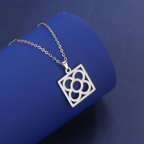 Barcelona Flower Square Pendant Chain Necklaces for Women -JW01232-Veeddydropshipping