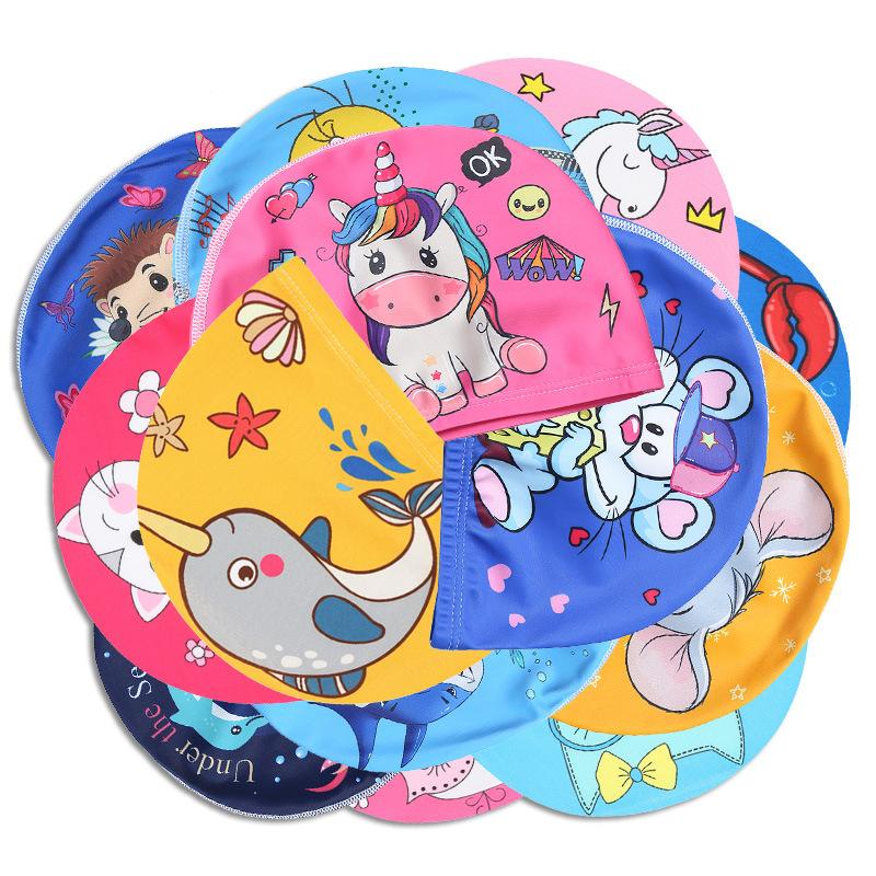 Swimming Cap for Children Elastic Fabric Cute Cartoon for Long Hair Lovely Kids-OS00106-Veeddydropshipping