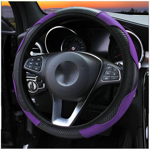 Wheel Cover Carbon Fiber Breathable Anti Slip PU Leather Universal-AM01293-Veeddydropshipping