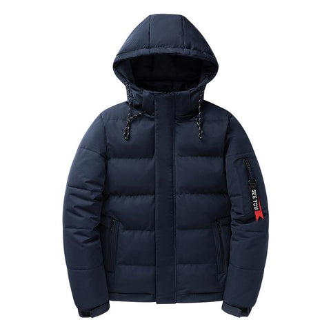 Casual Black Windproof Overcoats Jacket Detachable-Veeddydropshipping