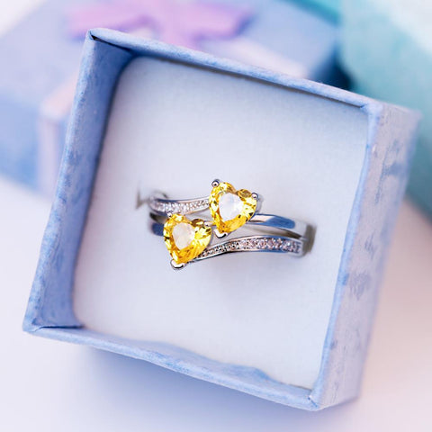Stylish Female Rings Silver-plated Double Heart-Shaped -JW00031-Veeddydropshipping
