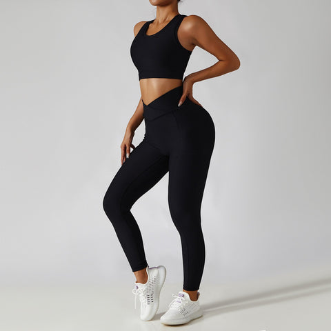 2 Pieces Seamless Women Tracksuit  Yoga Set Running Workout Sportswear Gym -OS00775-Veeddydropshipping