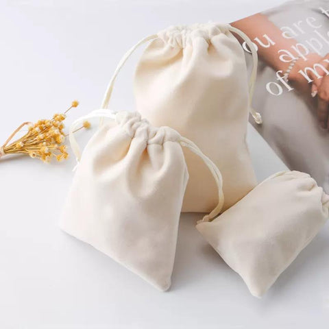 Beige Velvet Bag Pouches Small Size Jewelry Gift Display -JW01674-Veeddydropshipping