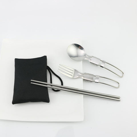 Tableware Stainless Steel Foldable Fork Spoon Knife Picnic Camping-OS01262-Veeddydropshipping