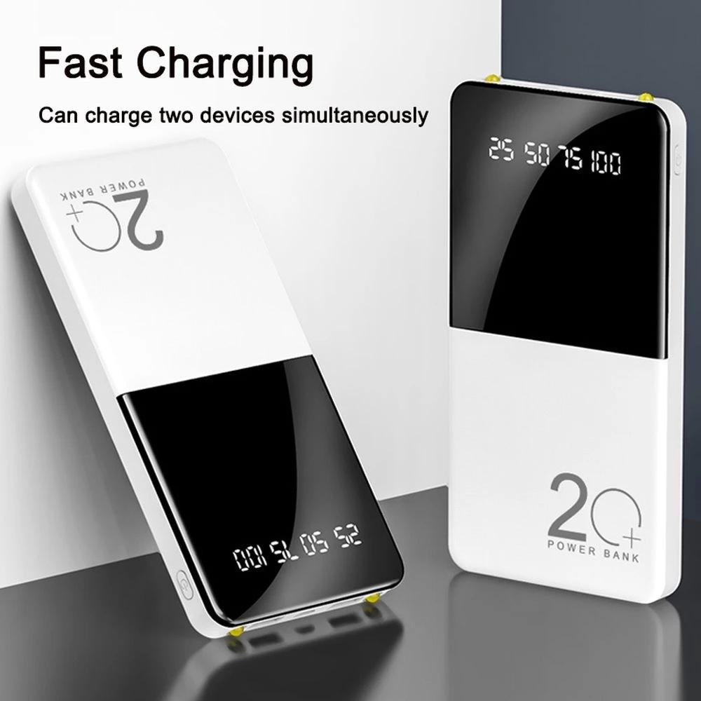 20000mAh Power Bank Portable Charger Mirror Screen LED Digital Display Powerbank-PA00498-Veeddydropshipping
