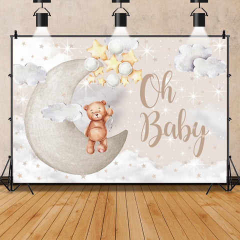 Kid Backdrops For Photography Teddy Bear Baby Shower Customized Poster Birthday-CE00339-Veeddydropshipping
