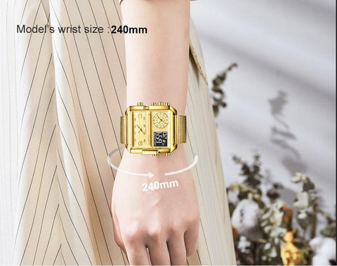 Luxury Creative Square Watches Ladies Fashion Dual Display -JW00900-Veeddydropshipping