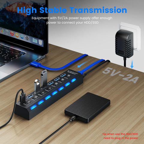 USB Multi USB Splitter Use Power Adapter Multiple Expander-CO00033-Veeddydropshipping