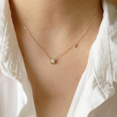 925 Sterling Silver  Zircon Clavicle Charm Pendant Necklace for Women-JW00068-Veeddydropshipping