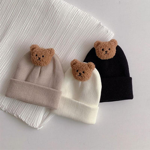 Korean Cartoon Bear Baby Hat Soft Cute Solid Color Newborn Beanie Cap-Veeddydropshipping-1