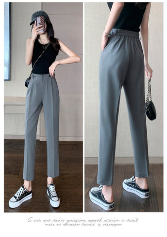 Casual Suit Pants High Waist Loose Haren-WF00040-Veeddydropshipping