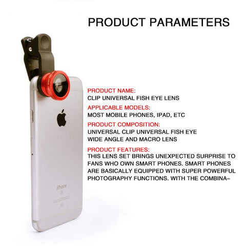 3-in-1 Phone Fisheye lens 0.67x Wide Angle Zoom With Clip Universal-PA01236-Veeddydropshipping