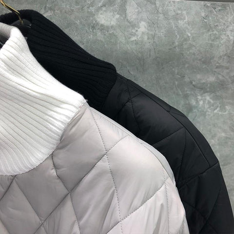 Diamond Lattice Turtleneck Cotton-Padded Pullovers-MF01184-Veeddydropshipping