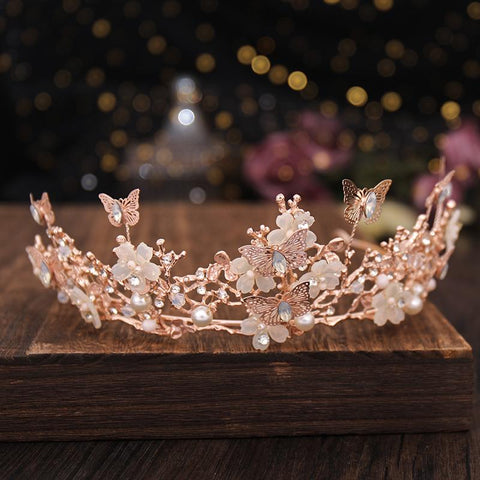 Tiara Butterfly Hairband Wedding Hair Accessories Princess  -JW00511-Veeddydropshipping