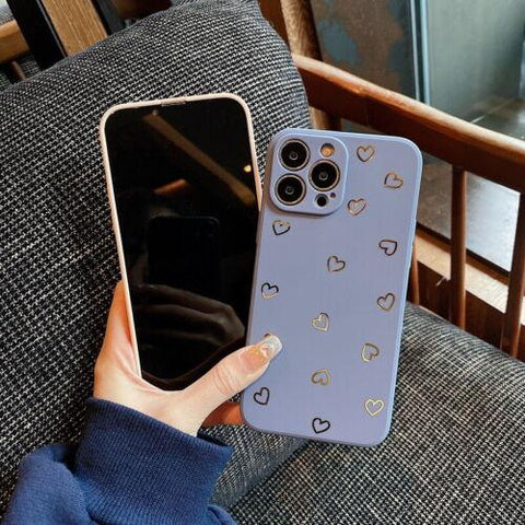 For iPhone 13 11 12 14 Pro Max XS XR 8 Shockproof Silicone Love Heart Case Cover-PA00135-Veeddydropshipping