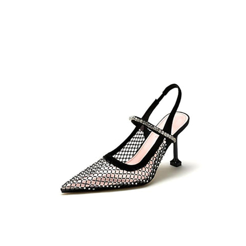 Women&#39;s Mesh Hollow Diamond Pointed Transparent Sandals-BS00829-Veeddydropshipping