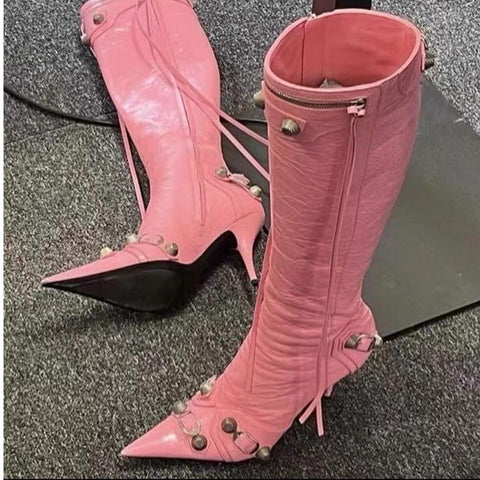 Toe High-heeled Boots Paris Fashion Knee-high Boots-BS00960-Veeddydropshipping
