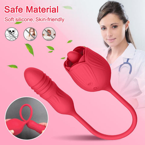 Rose Toy Dildo Thrusting Vibrator for Women Egg Clitoris Sucker Stimulator -BH01205-Veeddydropshipping