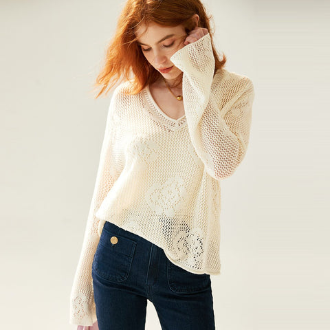 Long Sleeve Knitted Women Sweaters V-Neck Clothes-WF00074-Veeddydropshipping