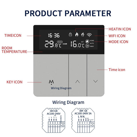 Tuya WiFi Smart Thermostat APP Remote Alexa Alice Home Temperature-TI01007-Veeddydropshipping