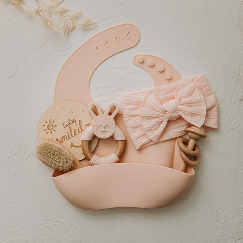 1set Baby Care Products Silicone Bibs Headband Baby Milestones Brush-TB00786-Veeddydropshipping
