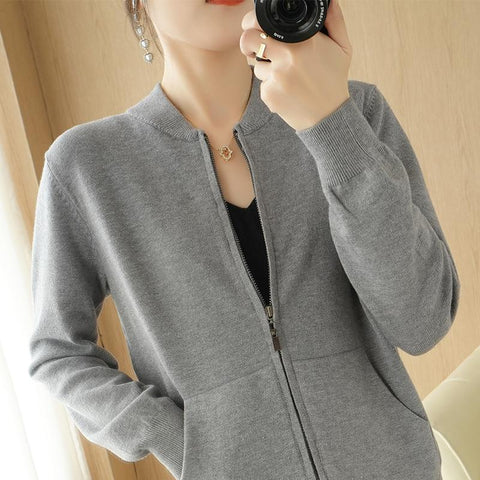 Cashmere Sweater Cardigan Women Collar Loose Knit Jacket-Veeddydropshipping