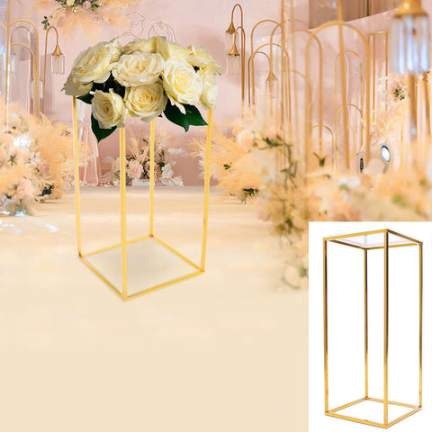 Gold Flower Floor Stand Metal Column Stand-HA01666-Veeddydropshipping