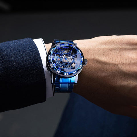 Diamond Mechanical Watch Stainless Steel Skeleton Watch -JW00634-Veeddydropshipping
