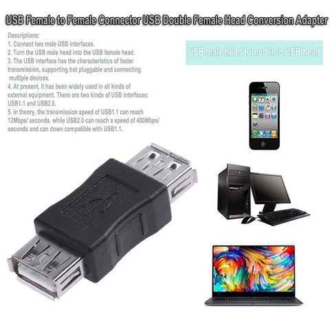 USB Female to Female Connector USB Double Female Head Conversion Adapter-CE00182-Veeddydropshipping