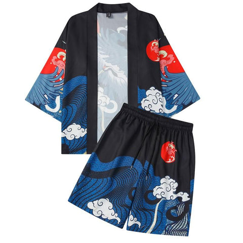 Sets Sexy Cardigan Kimono Robe Shorts Pyjamas Suit M-XXL Sleepwear-MF01661-Veeddydropshipping