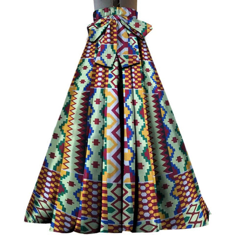 African High Waist Clothing Ankara Long Skirt-WF01661-Veeddydropshipping