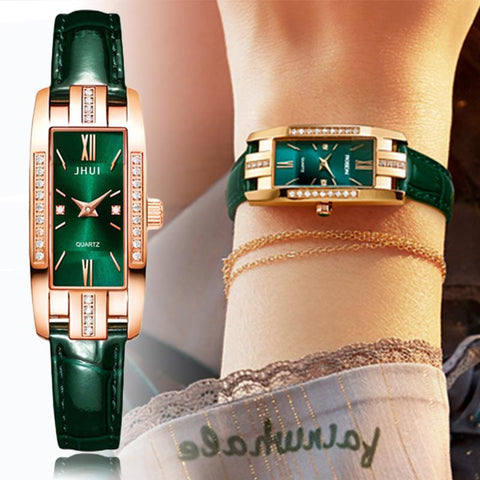 Green Wrist Clock Diamond Quartz Watch Ladies Watches -JW00955-Veeddydropshipping