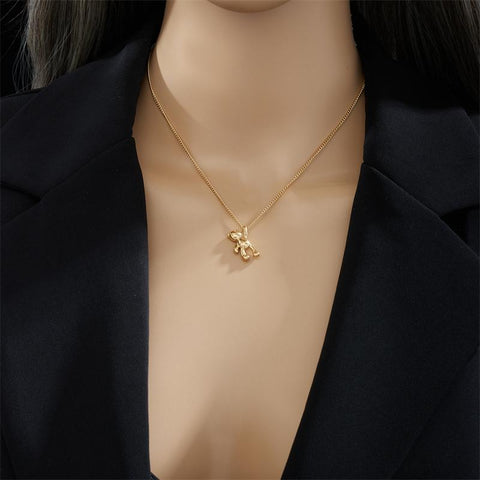 Stainless Steel Cute Bear Pendant Necklace For Women Fashion-JW01282-Veeddydropshipping