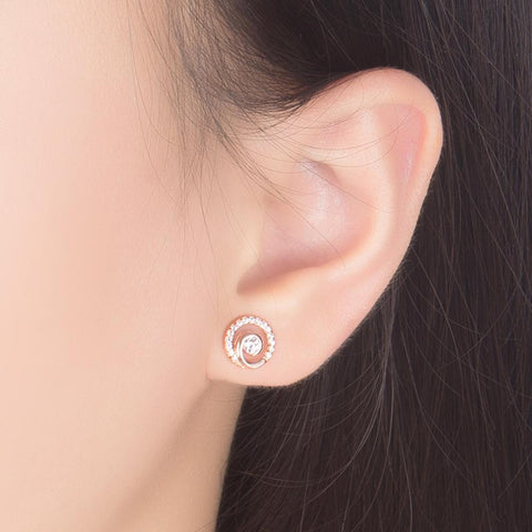 100% Original 925 Sterling Silver Earrings Cubic Zircon Round  Jewelry -JW01438-Veeddydropshipping