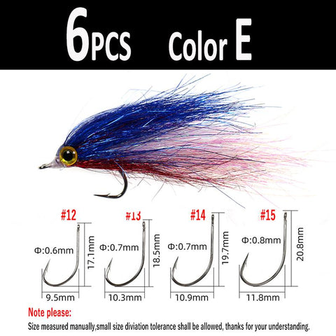 6pcs Wounded Ice Dub Minnow Fly Fishing Flies Realistic Baitfish Lures-OS00531-Veeddydropshipping