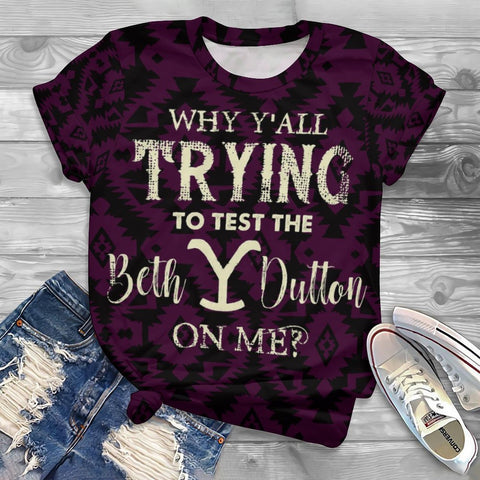 Dutton Ranch Print Casual Oversized T-shirt Women-WF00152-Veeddydropshipping