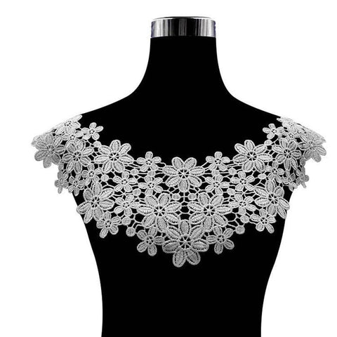 Applique Embroidery Lace Fabric Neckline Collar-WF01332-Veeddydropshipping