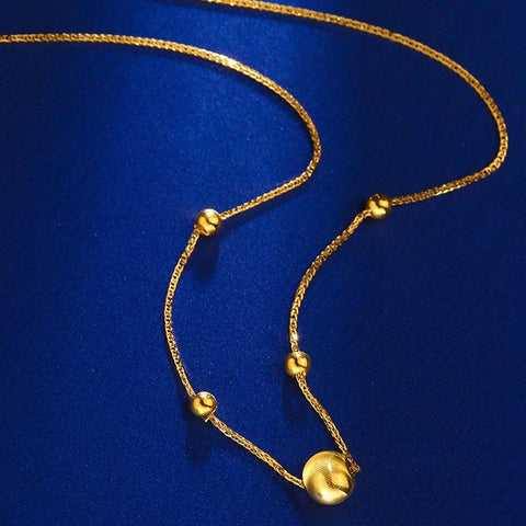 Real 18k Gold Bead Necklaces Gold Chopin Clavicle Chain Classic -JW00088- Veeddydropshipping