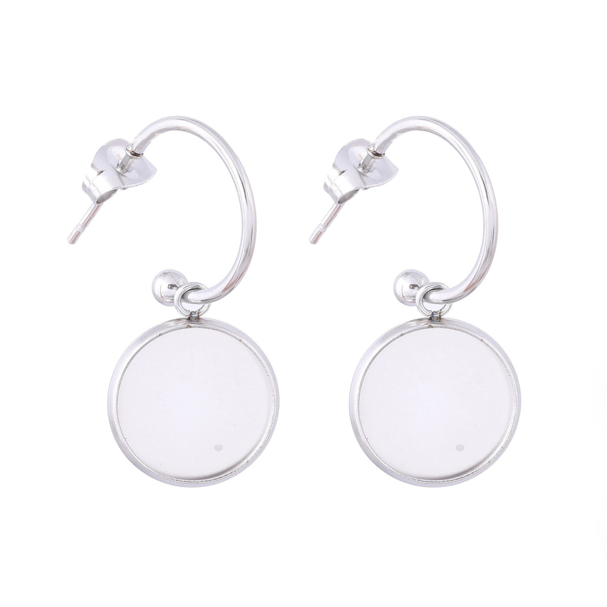 Steel Earring  Dangle Base Blanks 12 MM Cabochon  Diy -JW01621-Veeddydropshipping