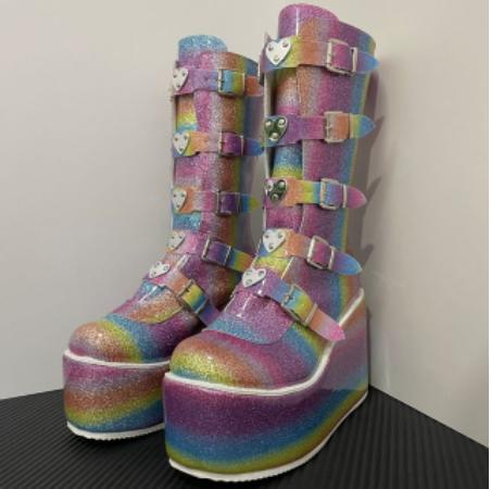Tube Leather Knight Boot Punk Gothic Classic Black-BS00970-Veeddydropshipping