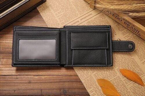 Mens Black Leather Bifold Wallet-MF00724-Veeddydropshipping