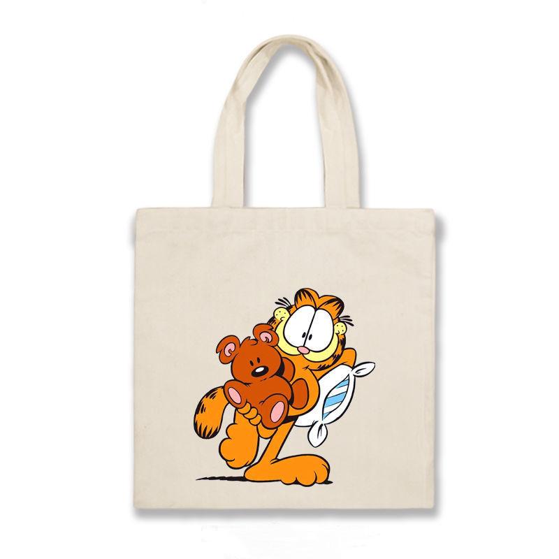 Animation Garfield Printing Large Capacity Canvas Shoulder Bag-TB00063-Veeddydropshipping