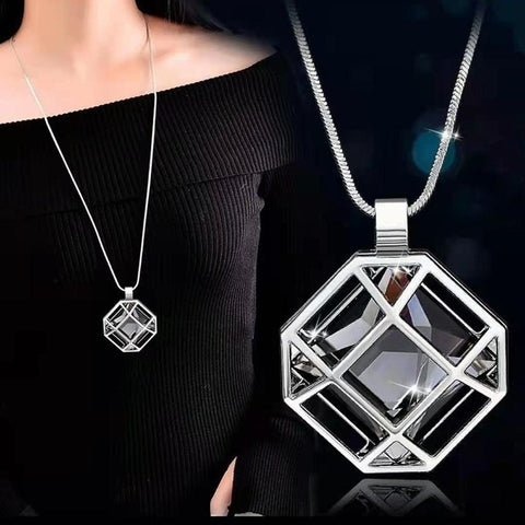 Crystal Zircon Sun Flower Sweater Chain Long Necklace Jewelry for Women-JW01338-Veeddydropshipping